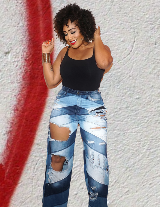 Cutting Up Patchwork Jeans