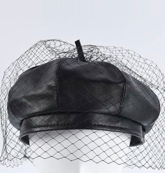 Faux Leather Beret