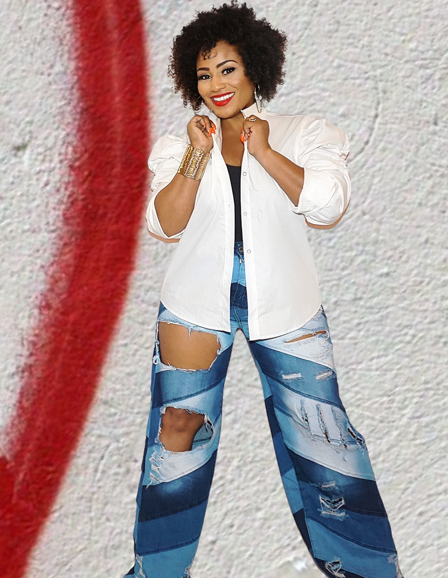 Cutting Up Patchwork Jeans