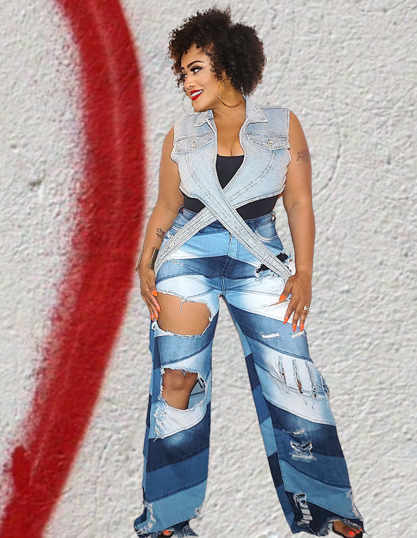 Cutting Up Patchwork Jeans